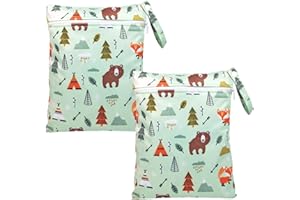TUONYIS 2 Pezzi Wetbag Pannolini, Borsa per Pannolini Lavabili Riutilizzabile, Borsa Neonato Lavabile, Sacchetto con cerniera per Pannolino, Bambino Bag per Viaggi Spiaggia Piscina Gym (Verde) (Verde)