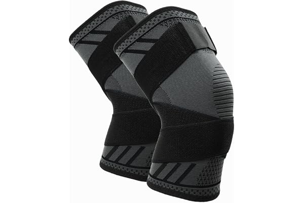 Goosom Genouillère Réglable (1 Paire) Genou Bandage Sport de Compression Élastique Mixte, Genouillère de Maintien Respirant et Antidérapant pour Basketball, Course, Gymnase K51 L