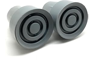 Quantum Leap Grey 22mm Rubber Feet for Walking Sticks Rubber Ends - Long Lasting - Ferrules for Walking Stick Accessories [Pack of Two] Added Metal Washer for Extra Strength, Crutch Rubber Ends
