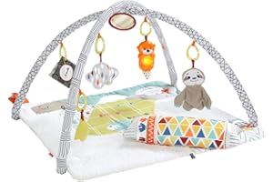 Fisher-Price Perfect Sense Deluxe Gym, extra-large baby play mat with 6 infant activity toys, HBB74