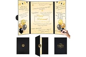 HILAVO Retirement Gifts for Men Women Black Gold Happy Retirement Guest Book Officially Retired Signing Guestbook Alternative Farewell Going Away Memory Signature Sign Card Board Keepsake Party Decorations