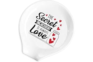 YTNONT Ceramic Material Spoon Rest The Secret Ingredient is Always Love, Functional Kitchenware Spoon Rest for Kitchen Countertop or Stove Top Gift for Cooking Enthusiasts (The Secret A)