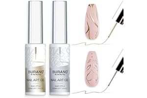 BURANO Vernis Gels Semi Permanents, 2 bouteilles 8ml Liner Nail UV LED vernis à ongles Gel, Manucure & Pédicure Du métal 3D Chrome Liner UV Gel