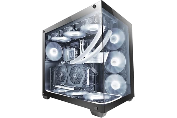 Mars Gaming MCV4, Torre Gaming Custom XXL E-ATX, Ventana Cristal Templado Lateral y Frontal Sin Marco, Estructura Modular Doble Cámara, Negro