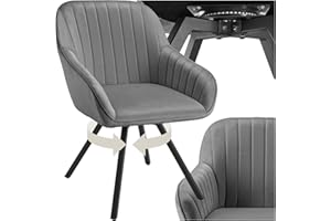 TecTake® Sillas de Comedor Giratorias con Funda de Terciopelo, Acolchada, Respaldo Continuo, Silla Dormitorio, Silla con reposabrazos, sillas nordicas, Muebles Salon Modernos - 1 Silla Gris