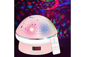 TORCHTREE Baby Projector Light, Star Sky Night Light Table Lamp,360°Rotating Remote Control/Timer/Multi Color Change Night Lamp for Kids Baby Bedroom (Pink)