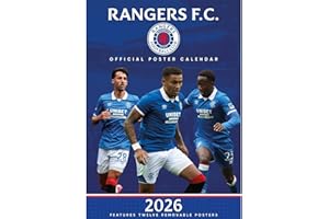 Pyramid International Rangers FC 2026 A3 Poster Calendar 30cm x 30cm – Official Licensed Football Wall Planner with Monthly Match Reminder Grids for Home or Office