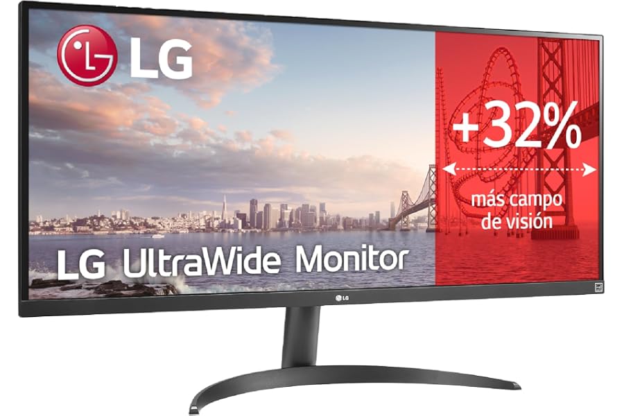 LG 34WQ500-B - Monitor UltraWide 34", Panel IPS 2560x1080 21:9, 100 Hz, 5 ms, HDR10, AMD FreeSync, Super Resolution+, 2× HDMI