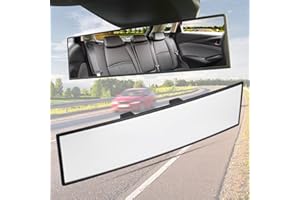 JoyTutus Rear View Mirror, Universal 11.81 Inch Panoramic Convex Rearview Mirror, Interior Clip-on Wide Angle Rear View Mirror to Reduce Blind Spot Effectively for Car SUV Trucks -Clear(300 X 80mm)
