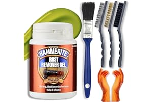 Rust Remover for Metal Bundle with 100ml Hammerite Rust Remover Gel, Wire Brush Set (Nylon Steel Brass), Gloves & Decex Paintbrush - Rust Treatment Kit for Cars, Bikes, BBQ, Vehicles, Gates, Chrome