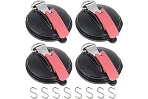 Knpwer 4Pcs Auto Car Suction Cups Anchor,Heavy Duty Suction Cup Anchor,Multifunctional Car Tensioner With 8Pcs S Hook,for Camping Tie Down Car Mount Tents Luggage Tarps