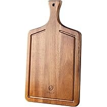 BILL.F Cucina Regalo Tagliere In Legno Acacia Con Manico BILL.F | 41x12 Cm, Per Pizza, Carne, Formaggio, Anche Come Vassoio Tagliere Per Cucina