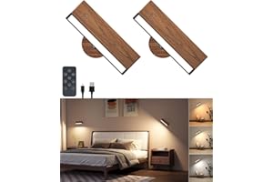 DetarZinLED Lampara Recargable de Pared det de dos,Lamparas LED Recargable con Mando a Distancia,Apliques de Pared Para Dormitorio a Pilas, Ajustable Wireless Wall Lights 3 Temperaturas de Color