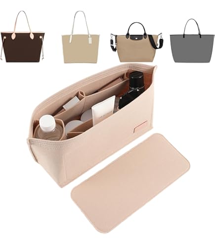 ETTP Organizer Per Borse In Feltro Con Cerniera – 5 Misure E 4 Colori, Con Tasche E Portachiavi, Adatto Per LV Speedy, Neverfull E Altre Borsette