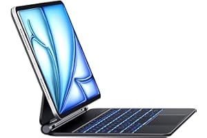 Earto Teclado para iPad Air 11 (M2 2024/M3 2025), Magic Style Keyboard iPad Pro 11 (4/3/2/1 Gen)&Air 5/4, 7 Colores Retroiluminados, Magnética Flotante Diseño, Trackpad Multi-Touch, Español Ñ, Negro