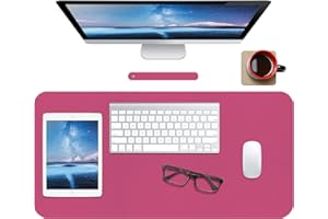 BOUTILON Leder-Schreibtischunterlage,wasserdichte Schreibtischunterlage für Schreibtisch, Schreibtischunterlage für Tastatur und Maus, Leder-Mauspad-Schutz für Büro und Zuhause, 76 * 36.5cm(M Rose Pink)