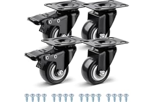WISD Set de 4 Roulettes Pivotantes Pour Meubles dont 2 avec Frein, 50 mm Jusqu'à 280KG, Charge lourde, Sans traces de roulement, Petites roulettes pivotantes pour l'intérieur et l'extérieur