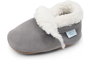 Dotty Fish Suede Baby Slippers. Warm Fleece Lined. Infant Toddler Shoes. Non-Slip Soft Sole. Boys Girls. 0-6 Months - 5-6 Years