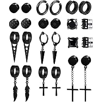 Set 8 Orecchini Magnetici Croce E Cerchio - Acciaio Inox, Unisex - Foto 4