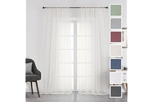 Chyhomenyc Ivory Sheer Curtains 108 Inch Long 2 Panels Set, Light Filtering Long Window Treatment Drapes for Living Room Bedroom Canopy, Each 42Wx108L inches, 9 Feet L, Set of 2, Ivory
