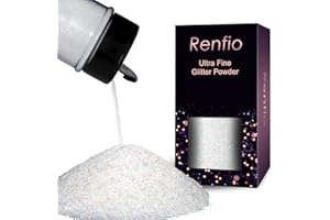 Renfio Poudre De Paillette Ultra Fines En Résine Métallique De 1,94oz 55g, Pour Paillettes Corps, Paillettes Visage, Ongles Nail Art, Maquillage Festival, Décoration - Blanc coloré