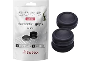 Setex Gecko Grip, 1 Cubierta de Tiro Alto +1 Cubierta de Agarre de Pulgar de Tiro bajo, PS5, PS4, Xbox One, Switch Pro, Cubierta de Vapor, agarres analógicos microestructurados Antideslizantes, Negro