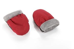 JICACLICK Manoplas Carro Bebe de Invierno Guantes para carrito Impermeables con Forro Polar Interior y Material Resistente Accesorio Universal para Cochecito de paseo Silla de Ruedas y Andadores (Rojo/Gris)