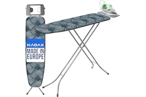 ‎KADAX KADAX Ironing Board 110 x 30 cm Ironing Surface, Folding Table Ironing Board with Adjustable Height and Heat-resistant Iron Rest, Robust Ironing Board Made in EU (Dark Checks)