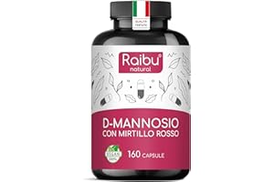 D-Mannosio PURO 2100mg, con Mirtillo Rosso I D Mannosio per Cistite I 160 Capsule I Vegan e Senza Additivi, Testato in laboratori I Integratore per Benessere e Supporto Vie Urinarie I Raibu