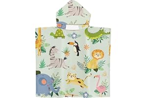 FYting Poncho de Bain Enfant,Cape de Bain Enfant, 60x60cm Serviette Absorbante en Microfibre, 3 en 1 pour Enfants de Natation, Protection Solaire de Plage, Cape à Capuche 2-8 Ans (éléphant)