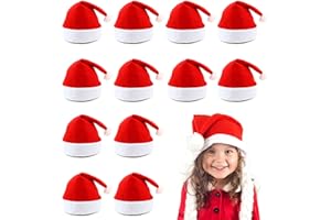 LYFETC 12Pcs Santa Hats Christmas Hats Classic Comfortable Toddler Christmas Hats for New Year Christmas Holiday Party Supplies Christmas Hat 28x38cm
