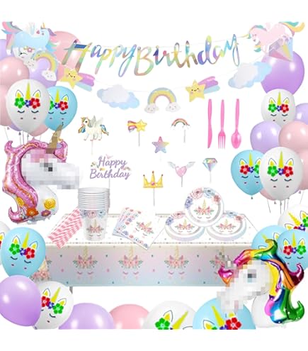 Set Stoviglie Unicorno Per Feste - 80 Pezzi Per 16 Ospiti Con Piatti, Bicchieri E Tovaglioli - Foto 5