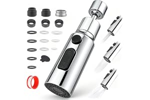 SzSFQ Vattenkran, vridbar, 360° roterbar, 3 lägen, silver | med M20 M22 och M24-adapter, tätningsring och teflonband, multifunktionell kran luftblandare för dusch kök badrum