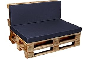 Garden factory Coussins pour Canape Euro, Coussins Palette, Coussins pour Meubles en Palette V2 Assise 120x80 Bleu foncé