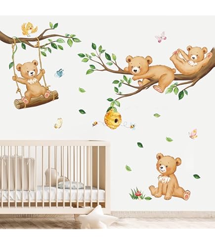 Adesivi Murali Bambini Orso Con Nuvole E Stelle - Decorazione Cameretta - Foto 5