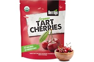 Berrilys Certified Organic Dried Cherries, 454 Gram, Pitted, Great for Baking and Snacking Non-GMO, Unsulfured, No Added Sugar, No Oil, No Preservatives. Naturally Sweet and Tart