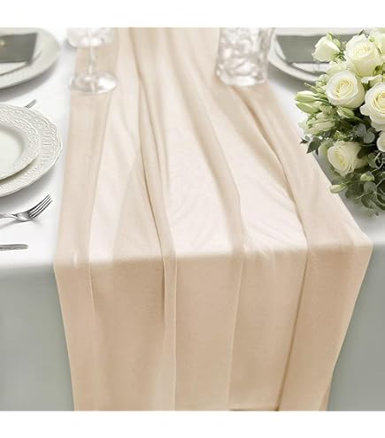 Tafelloper, 6 stuks, wit, rustiek gaas, boho-kaasdoek, cheesecloth, bruiloft, tafelkleed voor bruiloftsfeest, bruidsfeest, tafeldecoratie