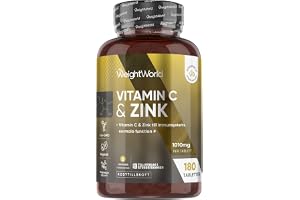 Vitamin C Zink Tabletter - 1010 mg - 6 månaders förråd - 180 veganska tabletter med askorbinsyra & zinkbisglycinat - Alternat
