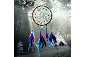 AETUHU YMSZ Acchiappasogni Regalo Fatti a Mano acchiappasogni Rete con Piume e Perline Tradizionali Appeso a Parete Decorazione Ornamento Nativo Americano Rete Circolare