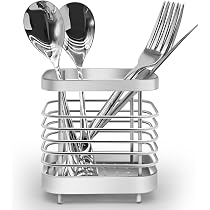 Jumuao Portautensili Da Cucina In Acciaio Inox – Con Fondo A Griglia Scolatoio E Antiscivolo