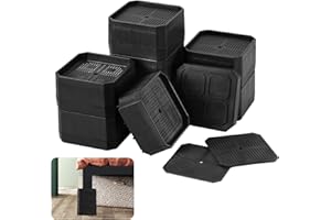 Coptiner 8 PCS Adjustable Furniture Risers Heavy Duty Stackable Bed Risers 1.5" 3" 4.5" 6" Lift Height Space Table Chair Sofa Riser Furniture Lift Pads Support Up to 1000kg