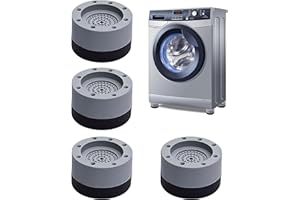 Jidyllic Gumowe podkładki pod nóżki do pralki, uniwersalna, antywibracyjna mata do pralki, antypoślizgowa mata antywibracyjna z redukcją hałasu, do pralki i suszarki, 4 szt., szare