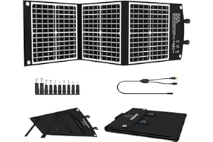 ELECAENTA 60W Cargador Solar Portátil Potente ETFE Placa Solar Plegable 18V con USB-C PD18W QC3.0 DC para 12V Batería Móvil Camping Estación de Energía Portable Ordenador Tablet