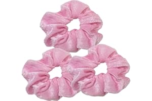 JXUANE 3 PCS Velvet Hair Scrunchies Pink for Women - Ponytail Holders, Soft Elastic Hair Bands, Hair Accessories for Girls and Women