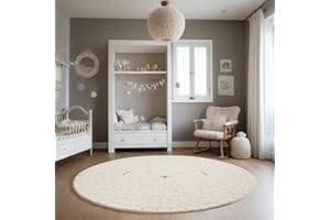 the carpet Dywan Elisa Kids do pokoju dziecięcego, mata do zabawy, łatwy w pielęgnacji, wytrzymały, kremowy, 160 cm, okrągły