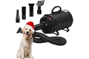 XKISS hundefön 3200W Pet Dryer Blower with Adjustable Wind Speed and Temperatures, 4 Nozzles (Black)