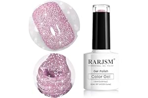 RARJSM Glitter Gel Nail Polish Pink Sparkle Nail Gel Varnish Requires Drying Under UV LED Lamp for Women Spring Summer Nail Beauty Art Design Salon DIY Home 1Piece 7.5ML