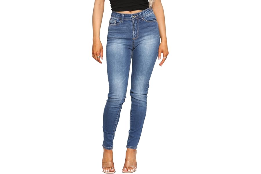 989Zé ENZO EZL416 Womens Jeans Skinny Stretch Trousers Ladies Denim Slim Fit Pants with Pockets All Waist Sizes UK 8-20