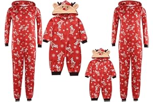 GENERIC Weihnachten Pyjamas Familie Set,Damen Herren Kinder Weihnachten Onesie,Jumpsuit mit Rentier Kapuze,Christmas Pajamas Onesie Family Suit XH911