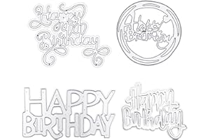 KSBBHDS Juego de 4 troqueles de happy birthday, troqueladora de metal para hacer tarjetas, troqueladora de metal